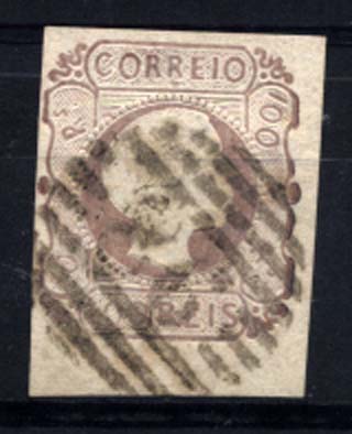 2307.jpg -     Lote:    2307      Lotes pelo Correio      Portugal       Descrição:         1855/56 &mdash; D. Pedro V. Cabelos lisos. CE9, 100 reis lilás. Selo com três margens curtas. Valor de catálogo &euro; 165,00.        O       Valor Base:     &euro; 15,00     Valor Venda:     &euro; 15,00     