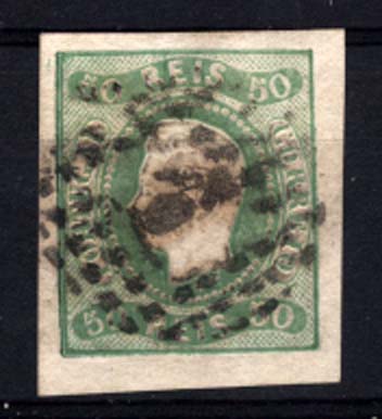 2315.jpg -     Lote:    2315      Lotes pelo Correio      Portugal       Descrição:         1866/67 &mdash; D. Luís I. Fita curva não denteados, CE23, 50 reis verde amarelo com boas margens. Valor de catálogo &euro; 115,00.        O       Valor Base:     &euro; 15,00     Valor Venda:     &euro; 15,00     
