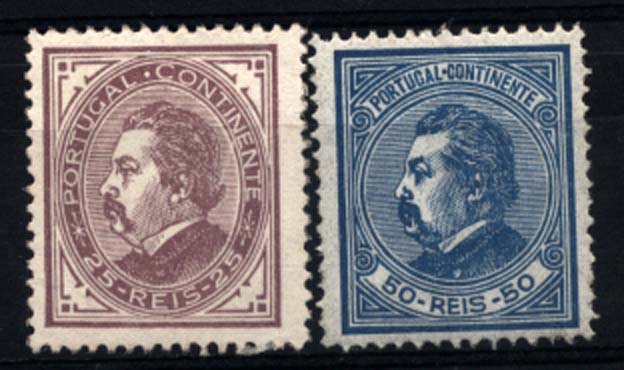 2337.jpg -     Lote:    2337      Lotes pelo Correio      Portugal       Descrição:         1880/81 &mdash; D. Luís I de Perfil. CE53 e 55. Lote de dois selos novos, regomados: 25 reis em papel liso, denteado 12 &frac12; + 50 reis em papel liso, denteado 12 &frac12;. Valor de catálogo &euro; 575,70.        RG***       Valor Base:     &euro; 30,00     Valor Venda:     &euro; 30,00     