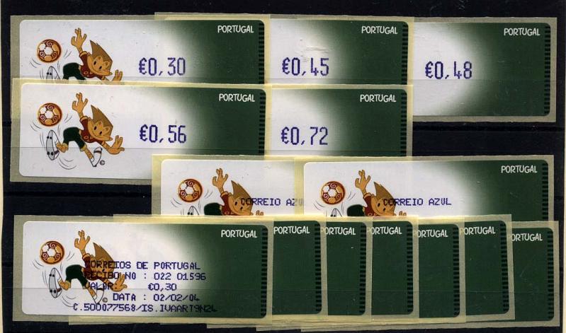 2436.jpg -     Lote:    2436      Lotes pelo Correio      Portugal       Descrição:         2004 &mdash; Kinas. CE ETQ28. Máquina AMIEL. Valores na cor violeta com vírgula. Séries completas para o correio ordinário e correio azul. Valores de 2003 ainda em vigor em Fevereiro de 2004. Acompanham os respectivos recibos.        ETQ       Valor Base:     &euro; 8,00     Valor Venda:     &euro; 8,00     