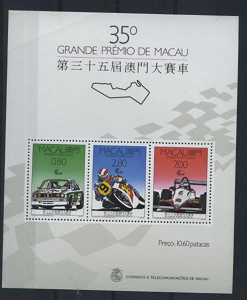2497.jpg -     Lote:    2497      Lotes pelo Correio      Macau       Descrição:         1988 &mdash; 35.º Grande Prémio de Macau. CE BLC10. Valor de catálogo &euro; 20,30.        BLC***       Valor Base:     &euro; 10,00     Valor Venda:     &euro; 14,00     