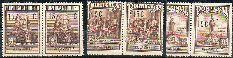 2517.jpg -     Lote:    2517      Lotes pelo Correio      Companhia do Niassa       Descrição:         1925 &mdash; Imposto Postal. Monumento ao Marquês de Pombal. CE IP 1/3. Série completa em pares horizontais, sem goma. Valor de catálogo &euro; 70,20.        *       Valor Base:     &euro; 7,00     Valor Venda:     &euro; 15,00     