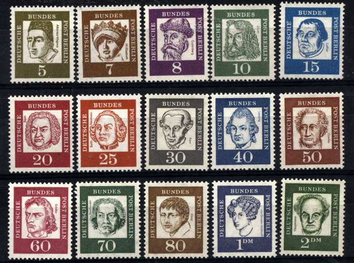 2640.jpg -     Lote:    2640      Lotes pelo Correio             Descrição:      Alemanha * Berlim.   1961 &mdash; Alemães Célebres. Série completa. Yv178/92. MB.        ***       Valor Base:     &euro; 5,00     Valor Venda:     &euro; 7,00     