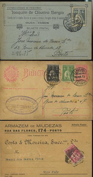 2677.jpg -     Lote:    2677      Lotes pelo Correio             Descrição:      Portugal.   Lote de 19 postais (3 inteiros) todos circulados com selos Ceres. Todos os estados. Lote a ver.        Lote       Valor Base:     &euro; 5,00     Valor Venda:     &euro; 14,00     
