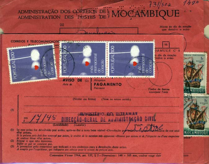 2709.jpg -     Lote:    2709      Lotes pelo Correio             Descrição:      Portugal + Moçambique + Angola &mdash;   Lote com 13 Avisos de Recepção sendo 1 de Angola, 3 de Moçambique e os restantes de Portugal. Muitos com furos de arquivo. Lote a ver.        Lote       Valor Base:     &euro; 3,00     Valor Venda:     &euro; 3,00     