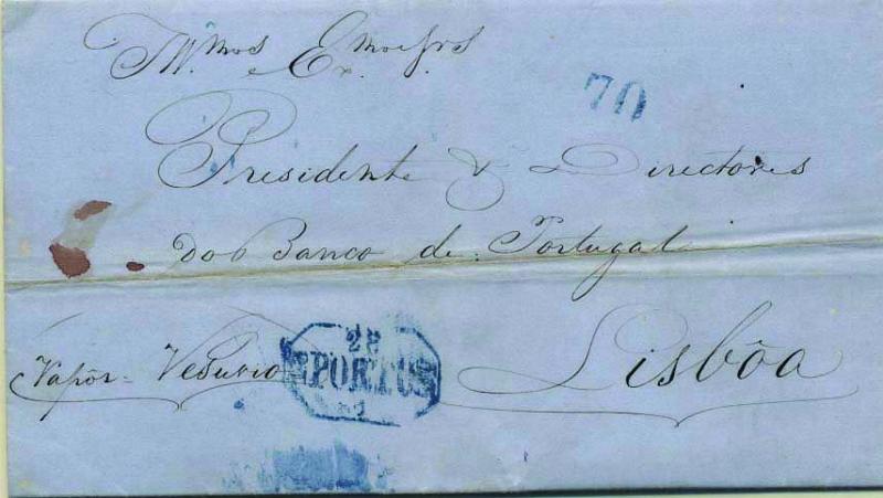 0901.jpg -     Lote:    901            Correio marítimo       Descrição:         Correio marítimo. Carta datada do Porto (28.05.50) para Lisboa (29.05.50) por via marítima pelo "Vapor Vesúvio" com o porte de 70 reis batido a azul. Marcas batidas a azul GM PRT18 e LSB20.        Carta       Valor Base:     &euro; 20,00     Valor Venda:     Retirado     