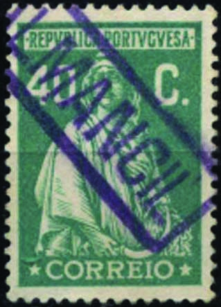 0922.jpg -     Lote:    922            Correio ferroviário       Descrição:         Marcas do correio ferroviário. 1926 &mdash; Ceres. Emissão Londres. CE406, 40c verde esmeralda. Selo obliterado com carimbo batido a preto "ALMANCIL".        O       Valor Base:     &euro; 15,00     Valor Venda:     &euro; 26,00     