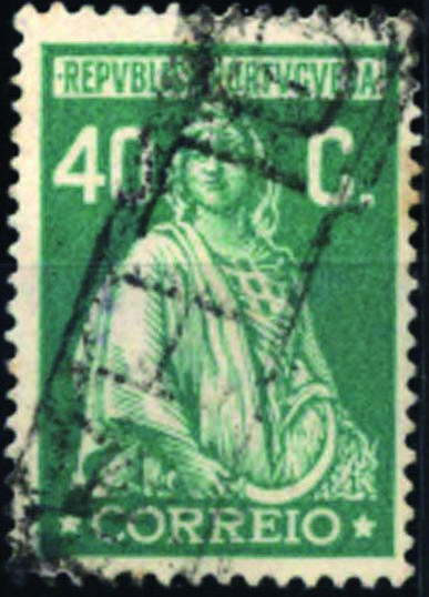 0925.jpg -     Lote:    925            Correio ferroviário       Descrição:         Marcas do correio ferroviário. 1926 &mdash; Ceres. Emissão Londres. CE406, 40c verde esmeralda. Selo obliterado com carimbo batido a preto "OLHÃO".        O       Valor Base:     &euro; 10,00     Valor Venda:     &euro; 12,00     
