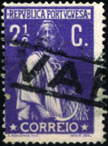 0926.jpg -     Lote:    926            Correio ferroviário       Descrição:         Marcas do correio ferroviário. 1912 &mdash; Ceres. CE211, 2 &frac12; c violeta. Selo obliterado com carimbo batido a preto "OVAR".        O       Valor Base:     &euro; 10,00     Valor Venda:     Retirado     