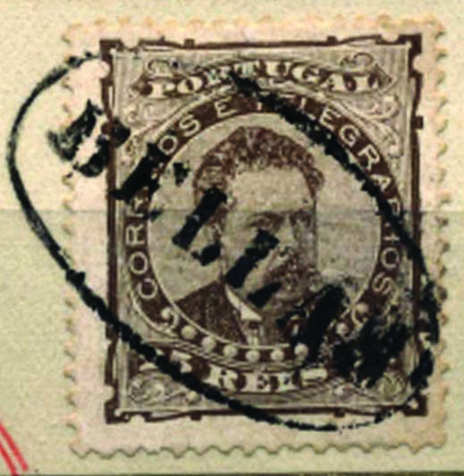 1808.jpg -     Lote:    1808            Portugal       Descrição:         Carimbos nominativos. 1882/83 &mdash; D. Luís I, de frente CE57, 25 reis. Selo obliterado com carimbo batido a preto "BELLAS".        O       Valor Base:     &euro; 5,00     Valor Venda:     &euro; 5,00     