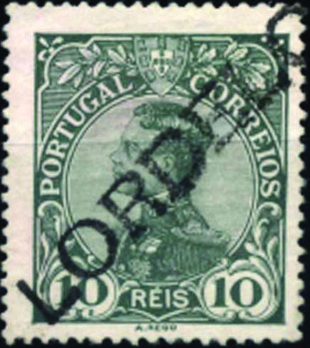 1828.jpg -     Lote:    1828            Portugal       Descrição:         Carimbos nominativos. 1910 &mdash; D. Manuel II. CE158, 10 reis verde. Selo obliterado com carimbo batido a preto de "LORDELO".        O       Valor Base:     &euro; 25,00     Valor Venda:     &euro; 36,00     