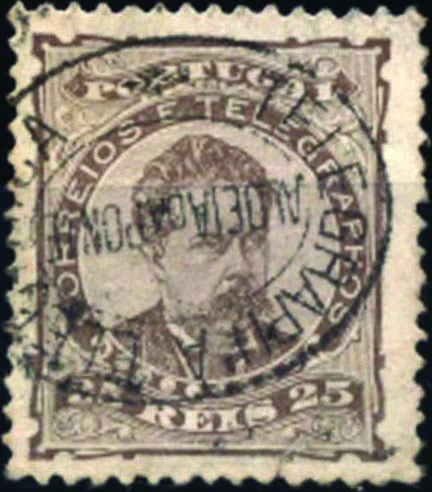 1840.jpg -     Lote:    1840            Portugal       Descrição:         Carimbos da telegrafia eléctrica. 1882/83 &mdash; D. Luís I. De frente. CE57, 25 reis castanho, papel liso, denteado 12 &frac12;. Selo obliterado com carimbo batido a preto "TELEGRAPHIA ELECTRICA / ALDEIA DA PONTE".        O       Valor Base:     &euro; 25,00     Valor Venda:     &euro; 28,00     