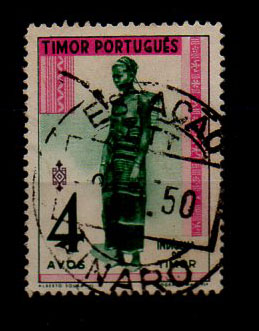 1941.jpg -     Lote:    1941            Timor       Descrição:         Carimbos circulares datados. 1948 &mdash; Tipos Indígenas. CE263, 4 avos. Obliterado com carimbo batido a preto "ESTAÇÃO / VILA AINARO".        O       Valor Base:     &euro; 5,00     Valor Venda:     &euro; 14,00     
