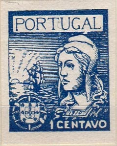0107.jpg -     Lote:    107      Colecção "Os Lusíadas"             Descrição:         1915 &mdash; Lusíadas. Precursores. Primeiro concurso público &mdash; Lei 178 de 4 de Agosto. Primeiro estudo para a substituição da série base "Ceres". Ensaio de 1c em azul. Gravura de autor desconhecido. Impressão tipográfica sobre papel porcelana.        PRV       Valor Base:     &euro; 50,00     Valor Venda:     &euro; 120,00     