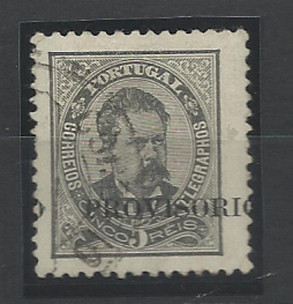 0817.jpg -     Lote:    817            Portugal       Descrição:         1892/93 &mdash; D. Luís I. Sobrecarga "PROVISÓRIO". CE80, 5 reis preto, sobrecarga tipo A. Selo com a sobrecarga deslocada.        O       Valor Base:     &euro; 6,00     Valor Venda:     &euro; 8,00     