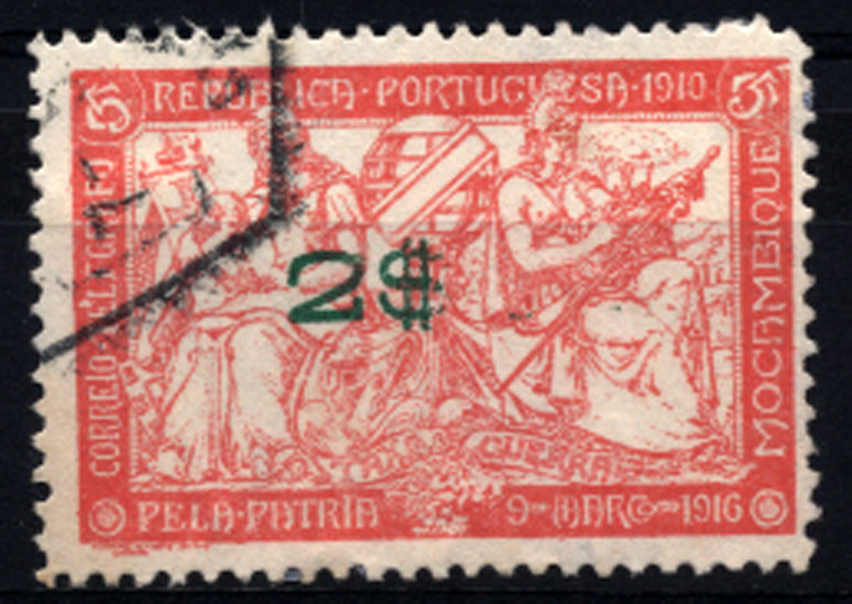 0990.jpg -     Lote:    990            Moçambique       Descrição:         192&frac12;2 &mdash; Selos da Taxa de Guerra com sobretaxa. CE237, 2$00 s/ 5c vermelho. Selo com impressão parcial da sobretaxa.        O       Valor Base:     &euro; 6,00     Valor Venda:     &euro; 24,00     