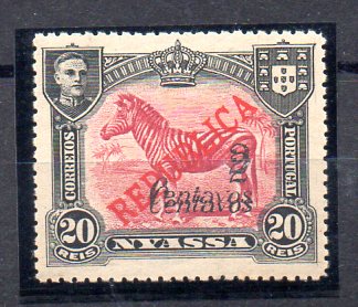 1006.jpg -     Lote:    1006            Companhia do Niassa       Descrição:         1921 &mdash; D. Manuel II, com sobretaxa. CE86, 2c s/ 20 reis carmim. Selo com dupla sobretaxa.        ***       Valor Base:     &euro; 8,00     Valor Venda:     &euro; 30,00     