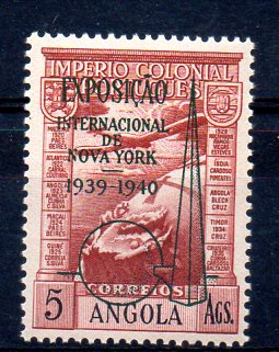 1259.jpg -     Lote:    1259            Angola       Descrição:         1939 &mdash; Império Colonial Português c/ sobrecarga "Exposição Internacional de Nova York 1939-1940". CE CA 7A, 5A castanho avermelhado. Valor de catálogo &euro; 210,00.        ***       Valor Base:     &euro; 50,00     Valor Venda:     &euro; 100,00     