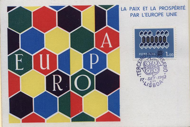 2061.jpg -     Lote:    2061      Lotes pelo Correio              Descrição:         Europa CEPT. CE898/900. Lote com 6 postais máximos: quatro com cada um dos selos da série e dois com a série completa. Carimbo do 1.º dia de circulação de Lisboa (17.09.62).        PM       Valor Base:     &euro; 12,00     Valor Venda:     Retirado     