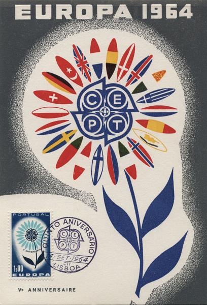 2070.jpg -     Lote:    2070      Lotes pelo Correio              Descrição:         Europa CEPT. CE934/36. Lote com 4 postais máximos: dois com selos de 1$00 e dois com a série completa. Carimbo do 1.º dia de circulação de Lisboa (14.09.64).        PM       Valor Base:     &euro; 10,00     Valor Venda:     Retirado     