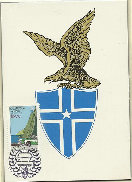 2084.jpg -     Lote:    2084      Lotes pelo Correio              Descrição:         Desporto. Rally da Madeira (1984). Conjunto de 4 postais máximos com carimbos do 1.º dia de circulação e comemorativo, concordantes.        PM       Valor Base:     &euro; 5,00     Valor Venda:     &euro; 5,00     