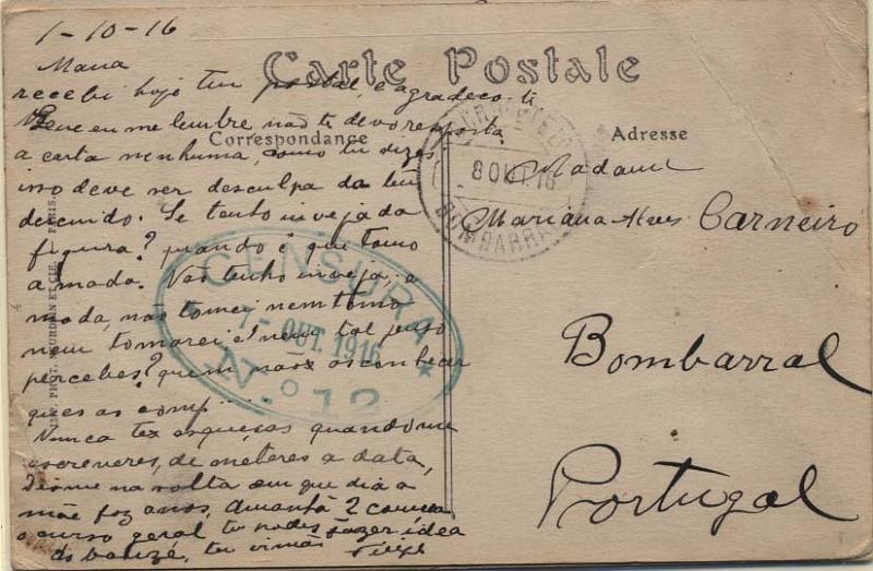 2262.jpg -     Lote:    2262      Lotes pelo Correio              Descrição:         1914/19 - 1.ª Guerra Mundial * Lote com 4 postais ilustrados com carimbos de censuras portuguesas. Lote a ver.        Lote        Valor Base:     &euro; 4,00     Valor Venda:     &euro; 4,00     