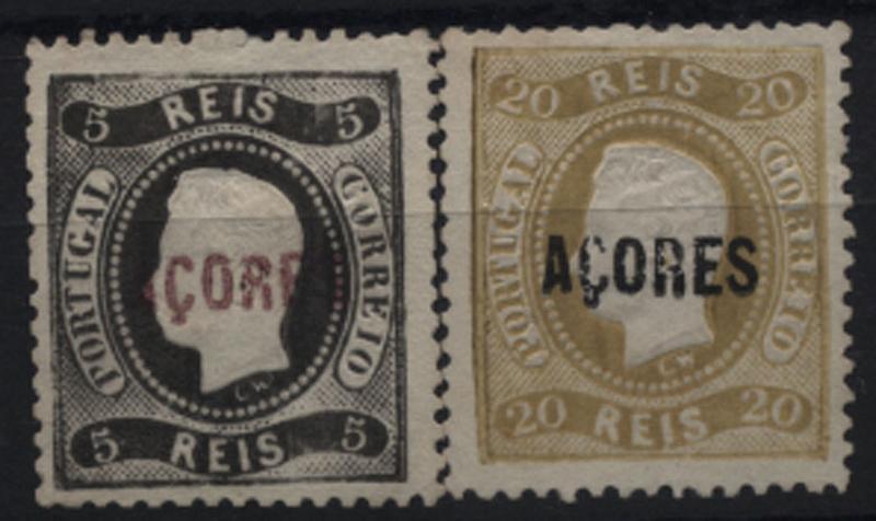 2306.jpg -     Lote:    2306      Lotes pelo Correio       Açores       Descrição:         1868/70 &mdash; D. Luís. Fita curva, denteados. CE7 e 9 / 10reis e 20 reis. Dois selos com a sobrecarga FALSA.        *       Valor Base:     &euro; 8,00     Valor Venda:     Retirado     