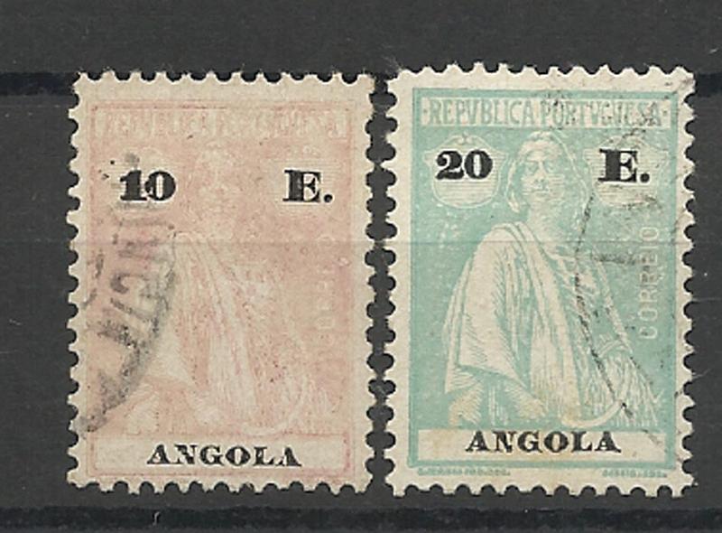 2476.jpg -     Lote:    2476      Lotes pelo Correio       Angola       Descrição:         1925/26 &mdash; Ceres. CE220/221, 10E e 20E. Usados. Valor de catálogo &euro; 125,00.        O       Valor Base:     &euro; 20,00     Valor Venda:     &euro; 30,00     