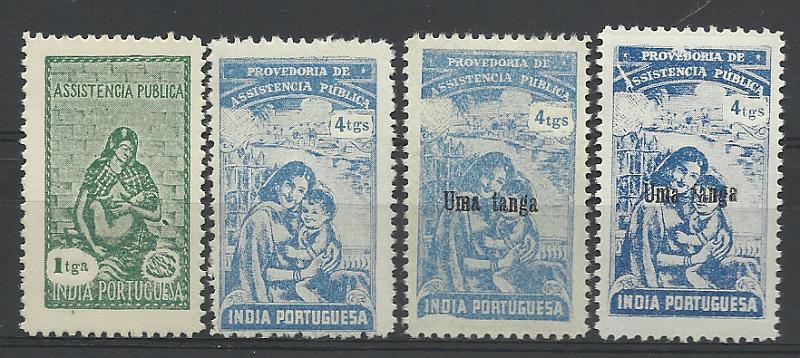 2509.jpg -     Lote:    2509      Lotes pelo Correio       Índia       Descrição:         1948/56 &mdash; Imposto Postal * Assistência Pública. Lote composto por 4 selos: CE IP13 x 2 com tonalidades de cor diferentes + IP14 + selo de 4Tgs do imposto de selo.        ***       Valor Base:     &euro; 10,00     Valor Venda:     &euro; 23,00     