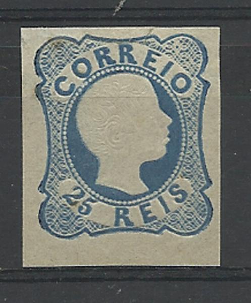 2712.jpg -     Lote:    2712      Lotes pelo Correio       Portugal       Descrição:         1856/58 &mdash; D. Pedro V. Cabelos anelados. Reimpressões de 1863. CE12, 25 reis azul, cunho VII. Valor de catálogo &euro; 177,50.        R**       Valor Base:     &euro; 10,00     Valor Venda:     &euro; 10,00     