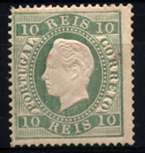 2731.jpg -     Lote:    2731      Lotes pelo Correio       Portugal       Descrição:         Reimpressões de 1905 * 1879/80 &mdash; D. Luís I, fita direita. Novas cores. CE49, 10 reis verde, denteado 13 &frac12;. Valor de catálogo &euro; 80,00.        R**       Valor Base:     &euro; 12,00     Valor Venda:     &euro; 12,00     