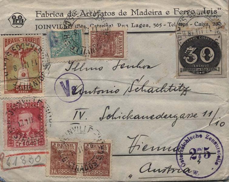 2757.jpg -     Lote:    2757      Lotes pelo Correio              Descrição:      Brasil &mdash;    Lote com 7 cartas todas censuras durante a 2.ª Guerra Mundial. Lote a ver.        Lote       Valor Base:     &euro; 6,00     Valor Venda:     &euro; 6,00     