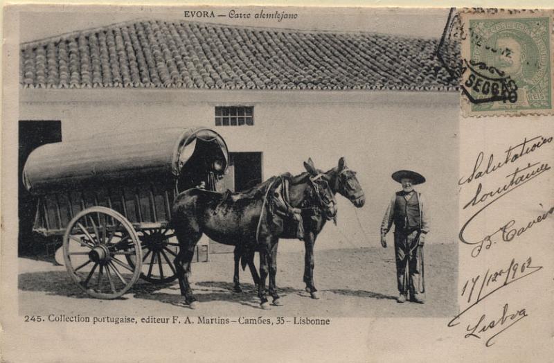 0780.jpg -     Lote:    780                   Descrição:         Évora &mdash; Carro alentejano. Collection portugaise, editeur F. A. Martins. Circulado.         PI       Valor Base:     &euro; 15,00     Valor Venda:     Retirado     