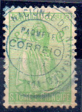 0936.jpg -     Lote:    936      Correio Marítimo       S. Tomé e Príncipe       Descrição:         Correio marítimo. Carimbos de paquetes portugueses. S. Tomé e Príncipe. 1934 &mdash; Ceres. CE290, 80c verde esmeralda. Selo obliterado com carimbo batido a azul escuro "COMPANHIA NACIONAL DE NAVEGAÇÃO / PAQUETE / CORREIO / NIASSA".         O       Valor Base:     &euro; 10,00     Valor Venda:     Retirado     