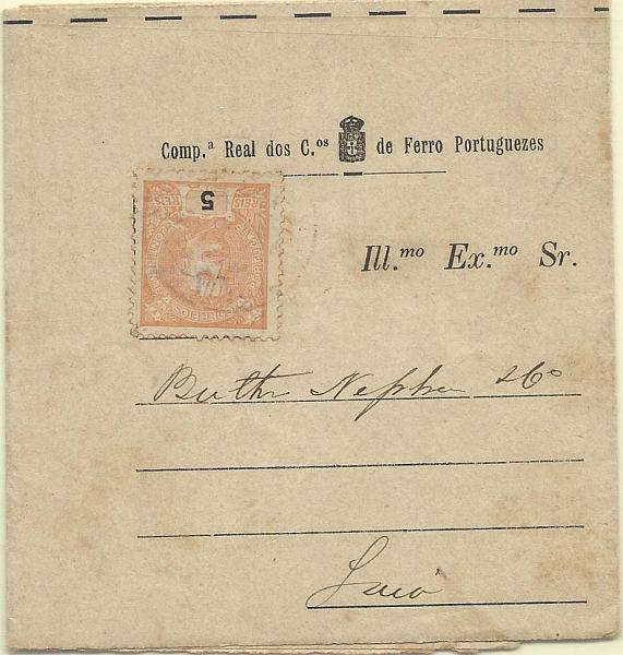 0939.jpg -     Lote:    939      Correio Ferroviário       Portugal        Descrição:         Correio ferroviário. 1895/96 &mdash; D. Carlos I Mouchon. CE127, 5 reis laranja sobre impresso de Aviso de Chegada da Companhia Real dos Caminhos de Ferro Portugueses, circulado em Vila Nova de Gaia (30.01.903). No interior marca ferroviária batida a preto "GAYA".         IMP       Valor Base:     &euro; 20,00     Valor Venda:     Retirado     