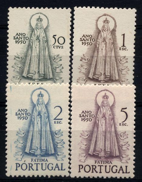 1409.jpg -     Lote:    1409            Portugal        Descrição:         1950 &mdash; Ano Santo. CE719/722. Série completa. Valor de catálogo &euro; 226,00.         ***       Valor Base:     &euro; 45,00     Valor Venda:     Retirado     
