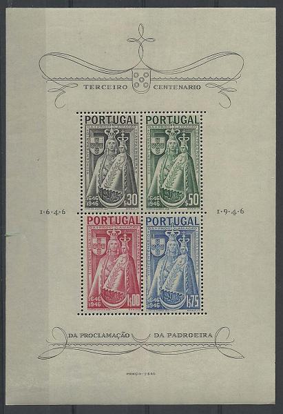 1464.jpg -     Lote:    1464            Portugal        Descrição:         1946 &mdash; 3.º Centenário da Padroeira. CE BLC12. Valor de catálogo &euro; 134,00.         BLC***       Valor Base:     &euro; 15,00     Valor Venda:     &euro; 26,00       