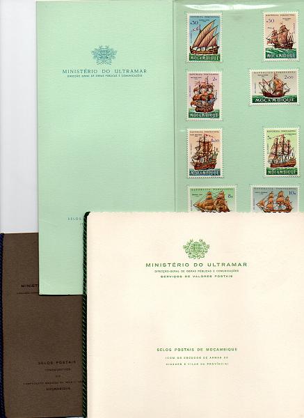1710.jpg -     Lote:    1710            Moçambique        Descrição:         1961/73 &mdash; Brasões de Moçambique + Barcos Portugueses + Campeonato Mundial de Vela. CE43&frac14;47, CE459/478 e CE 530/532. Três séries completas, cada uma em carteira editada pelo Ministério do Ultramar. MB.         CRT       Valor Base:     &euro; 20,00     Valor Venda:     &euro; 26,00       