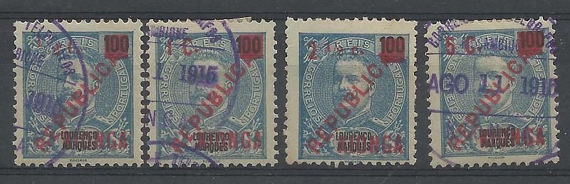 1715.jpg -     Lote:    1715            Kionga       Descrição:         1916 &mdash; D. Carlos I Mouchon. Selos de Lourenço Marques com sobretaxa. CE &frac14; Série completa. Valor de catálogo &euro; 56,00.         O       Valor Base:     &euro; 10,00     Valor Venda:     &euro; 18,00       