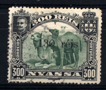 1728.jpg -     Lote:    1728            Companhia do Niassa        Descrição:         1903 &mdash; D. Carlos I. Selos de 1901 com sobretaxa local. CE47, 130 s/ 300 reis. Valor de catálogo &euro; 5\6,00.         *       Valor Base:     &euro; 12,00     Valor Venda:     &euro; 12,00       
