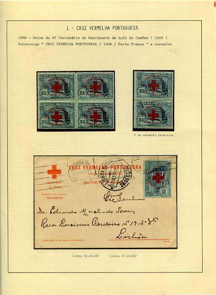 001 (46).jpg -     Lote:    1                   Descrição:         SELOS PRIVATIVOS DE PORTUGAL &mdash; Coleção especializada, com estudo das emissões da Cruz Vermelha Portuguesa, União dos Atiradores Civis Portugueses, Assistência Nacional aos Tuberculosos e Sociedade de Geografia de Lisboa, incluindo selos novos e usados, sobrescritos circulados, provas, erros, ensaios, etc.. Montada em 130 folhas de exposição tipo Lindner, provavelmente o maior espólio jamais reunido destas emissões, com exemplares de grande raridade e alguns deles únicos. Esta coleção participou em diversas exposições nacionais e internacionais, obtendo sempre medalha de ouro nas participações nacionais e bilaterais com Espanha e Brasil (Iberphila, Philaibéria e Lubrapex), com a pontuação máxima de 89 pontos em 100 nas exposições Philaibéria'02 em Santo André e Philaibéria'04 em Estremoz. Foram-lhe ainda atribuídos diversos prémios especiais e felicitações do júri pela qualidade do material filatélico e originalidade.         Lote       Valor Base:     &euro; 35.000,00     Valor Venda:     &euro;      