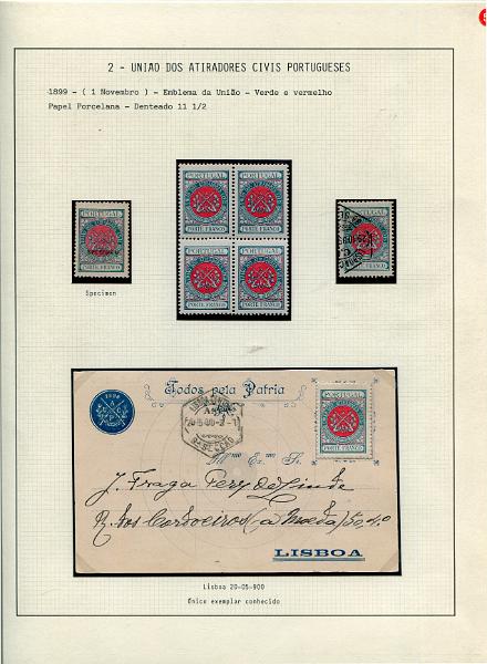 001 (53).jpg -     Lote:    1                   Descrição:         SELOS PRIVATIVOS DE PORTUGAL &mdash; Coleção especializada, com estudo das emissões da Cruz Vermelha Portuguesa, União dos Atiradores Civis Portugueses, Assistência Nacional aos Tuberculosos e Sociedade de Geografia de Lisboa, incluindo selos novos e usados, sobrescritos circulados, provas, erros, ensaios, etc.. Montada em 130 folhas de exposição tipo Lindner, provavelmente o maior espólio jamais reunido destas emissões, com exemplares de grande raridade e alguns deles únicos. Esta coleção participou em diversas exposições nacionais e internacionais, obtendo sempre medalha de ouro nas participações nacionais e bilaterais com Espanha e Brasil (Iberphila, Philaibéria e Lubrapex), com a pontuação máxima de 89 pontos em 100 nas exposições Philaibéria'02 em Santo André e Philaibéria'04 em Estremoz. Foram-lhe ainda atribuídos diversos prémios especiais e felicitações do júri pela qualidade do material filatélico e originalidade.         Lote       Valor Base:     &euro; 35.000,00     Valor Venda:     &euro;      