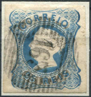 220.jpg -     Lote:    220                   Descrição:         1853 &mdash; D. Maria II. MF2, 25 reis azul, cunho II, com margens normais/curtas, obliterado com carimbo numérico da 1.ª reforma, batido a preto "163 &mdash; BORBA", tipo 5.10.5.         O       Valor Base:     &euro; 20,00     Valor Venda:     &euro;      