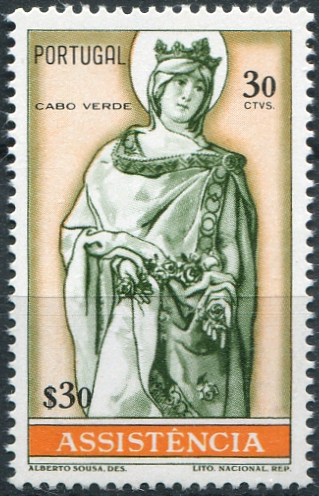 446.jpg -     Lote:    446                   Descrição:         1973 &mdash; Imposto Postal. Assistência. Rainha Santa Isabel. Novas cores. MF IP21A, $30 policromo. Exemplar novo sem sinal de charneira, muito raro, sem defeitos nem reparações. Valor de catálogo &euro; 800.00.         ***       Valor Base:     &euro; 400,00     Valor Venda:     &euro;      