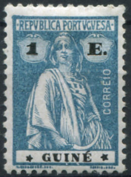 487.jpg -     Lote:    487                   Descrição:         1925 &mdash; Ceres. Novas cores e valores. MF197, 1E azul, papel liso espesso, denteado 12x11 &frac12;, com estrelas III/IV (não catalogado). Exemplar com goma original e charneira, assinado no verso, sem defeitos nem reparações.         **       Valor Base:     &euro; 40,00     Valor Venda:     &euro;      
