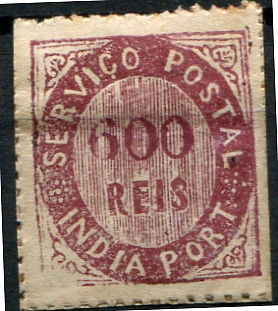 517.jpg -     Lote:    517                   Descrição:         1871 &mdash; Nativos. Tipo II. MF14, 600 reis violeta, papel espesso. Exemplar com boa cor, bem centrado, com goma original e charneira, sem reparações e ligeira transparência. Valor de catálogo &euro; 370.00.         **       Valor Base:     &euro; 45,00     Valor Venda:     &euro;      