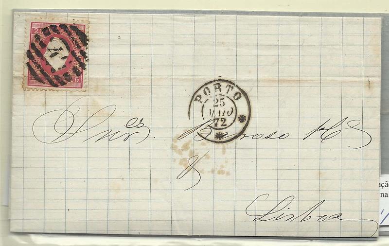0127.jpg -     Lote:    127            Portugal       Descrição:         1870/76 &mdash; D. Luís I, fita direita. CE40, 25 reis carmim, denteado 12 &frac12; papel liso. Lote de 3 cartas: uma com selo cunho VII, outra com selo do cunho III e outra com par de selos do cunho X. Lote a ver.        Carta       Valor Base:     &euro; 10,00     Valor Venda:     Retirado     