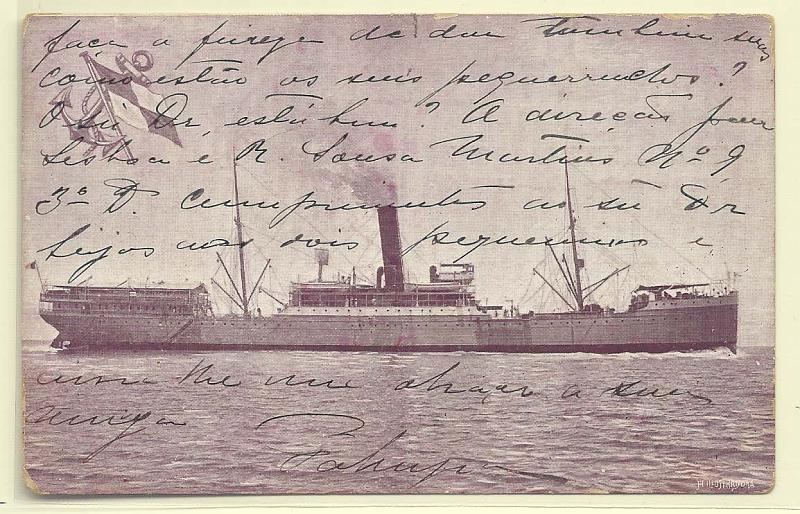 0559.jpg -     Lote:    559                   Descrição:         Vapor Portugal. Empreza Nacional de Navegação. Circulado de S. Tomé (2305.15) para Angola.        PI       Valor Base:     &euro; 8,00     Valor Venda:     Retirado     