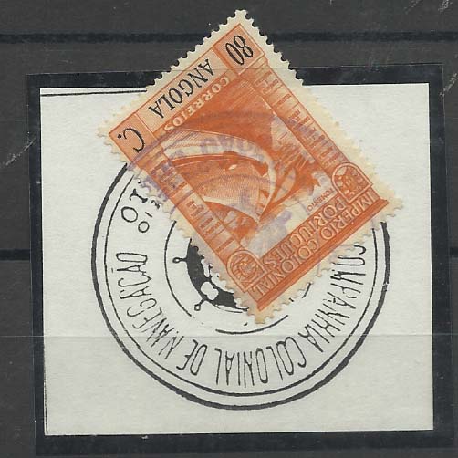 0645.jpg -     Lote:    645      Correio Marítimo      Angola       Descrição:         Carimbos dos paquetes portugueses. 1938 &mdash; Império Colonial Português. Selo de 80c obliterado com carimbo batido a violeta "COMPANHIA COLONIAL DE NVEGAÇÃO / SERVIÇO CORREIO / PAQUETE JOÃO BELO".        O       Valor Base:     &euro; 5,00     Valor Venda:     &euro; 6,00       