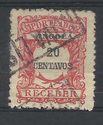 0655.jpg -     Lote:    655      Correio Ferroviário      Angola       Descrição:         Correio ferroviário. Marcas das estações. 1921 &mdash; Porteado. Emissão regular com valor em centavos. CE POR29, 20c carmim com carimbo a preto "NOVA LISBOA".        O       Valor Base:     &euro; 6,00     Valor Venda:     &euro; 6,00       